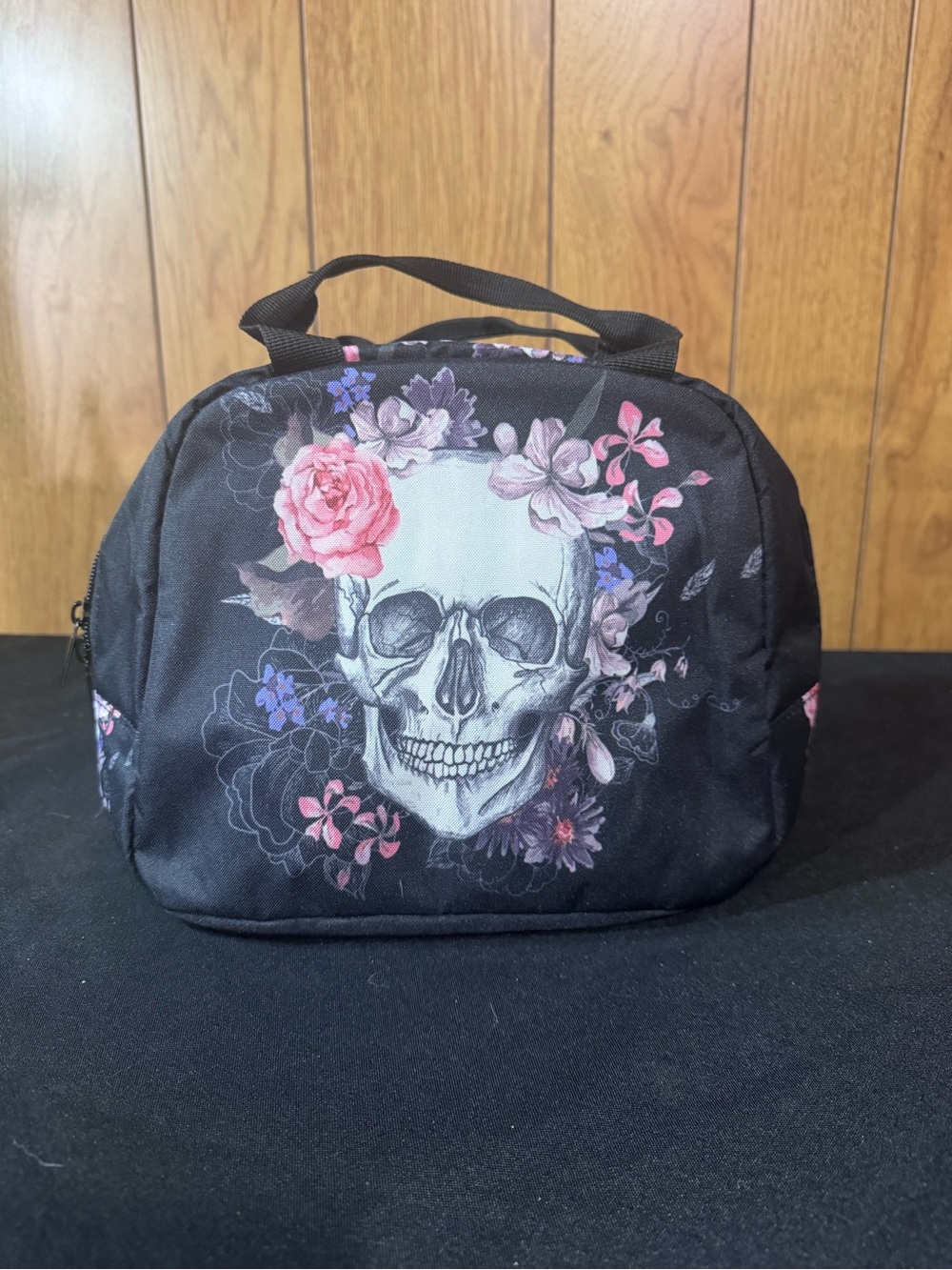 Black‎ Floral Skull Lunch Bag